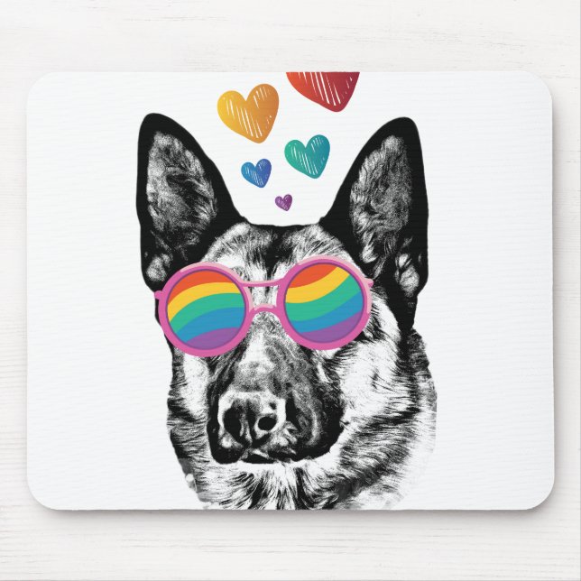 Tapis De Souris Chien de berger allemand avec la Saint-Valentin co (Devant)