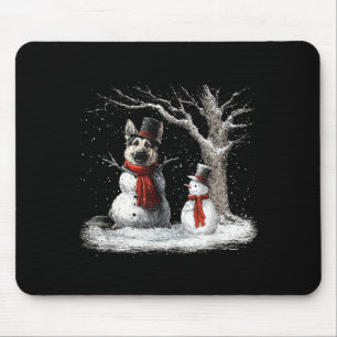 Tapis De Souris Chien de berger allemand drôle dans l'arbre enneig