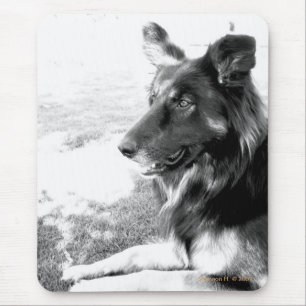 Tapis De Souris Chien de berger belge Mousepad noir et blanc