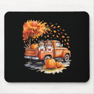 Tapis De Souris Chien de berger des Shetland Camion Citrouille Aut