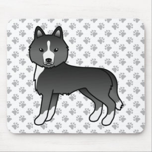 Tapis De Souris Chien de caricature, principalement Noir Sibérien