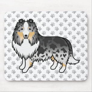Tapis De Souris Chien de dessin animé et pattes de Berger des Shet