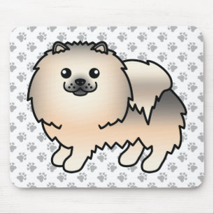 Tapis De Souris Chien de dessin animé Pomeranian Sable Crème & Pat