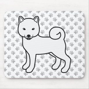 Tapis De Souris Chien de dessin animé Shiba Inu blanc & pattes