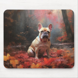 Tapis De Souris Chien de taureau français en automne Leaves automn