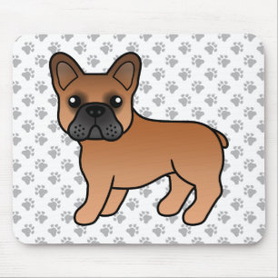 Tapis De Souris Chien de taureau français rouge mignon caricature