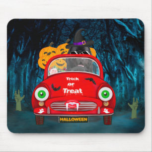 Tapis De Souris Chien de Terre-Neuve conduisant une voiture Hallow