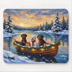 Tapis De Souris Chien d'eau portugais Noël Bateau Fêtes