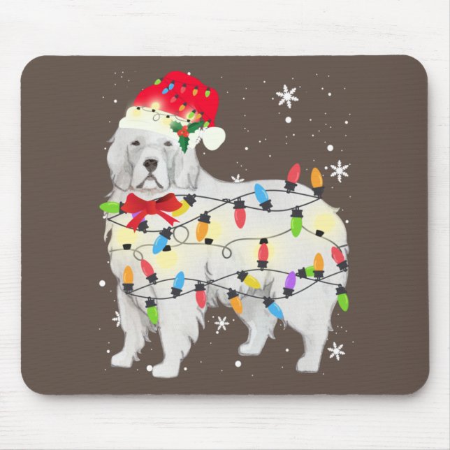 Tapis De Souris Chien des Pyrénées Noël Lumière Noël Maman Papa (Devant)