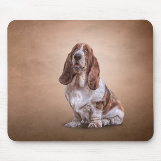 Tapis De Souris Chien drôle de dessin de Basset Hound (Devant)