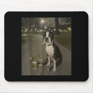 Tapis De Souris Chien drôle fumant Mème Cigarette Mème Chien Gen Z