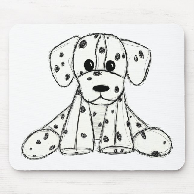 Tapis De Souris Chien en dalmate dessin simple noir (Devant)