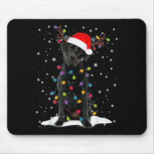 Tapis De Souris Chien en pyjama à lumières de sapin de Noël Labrad