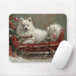 Tapis De Souris Chien Esquimau Américain Noël Festif