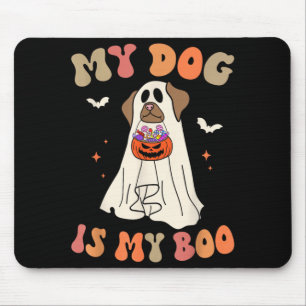 Tapis De Souris Chien est Boo Fantôme Épouvantable Halloween Amour