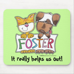 Tapis De Souris Chien et chat tiennent une bannière FOSTER