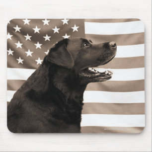 Tapis De Souris Chien et drapeau américain