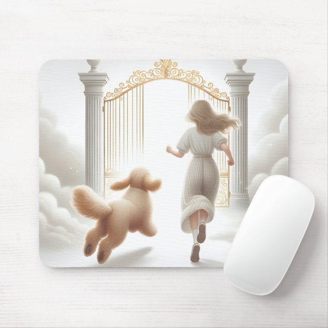 Tapis De Souris Chien et femme aux portes célestes (Avec souris)