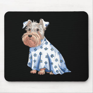 Tapis De Souris Chien fantôme d'Halloween avec fleurs drôle d'Hall