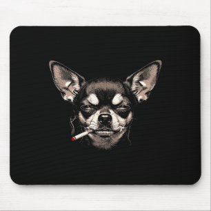 Tapis De Souris Chien fumant une cigarette Chihuahua drôle mème ho
