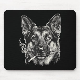 Tapis De Souris Chien fumant une cigarette Mème drôle de berger al