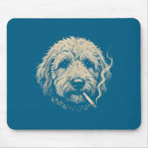 Tapis De Souris Chien fumant une cigarette Mème drôle de Goldendoo
