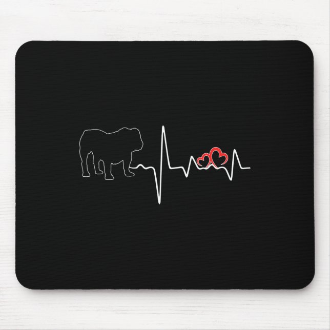Tapis De Souris Chien Heartbeat Amour Pour Chiens Amoureux Bulldog (Devant)