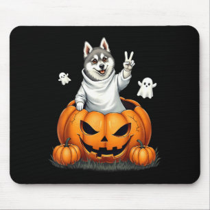 Tapis De Souris Chien Klee Kai d'Alaska Fantôme Boo Citrouille Hal