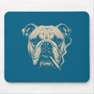 Tapis De Souris Chien mignon fumant une cigarette Bouledogue angla