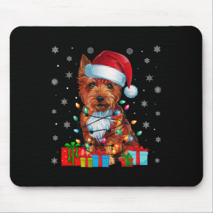 Tapis De Souris Chien Moche Noël Éclairage Santa Hat Cairn Terrier