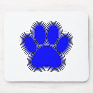 Tapis De Souris Chien Paw En Bleu Avec Contours