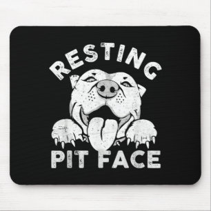 Tapis De Souris Chien Pitbull au repos visage de pit humour sarcas