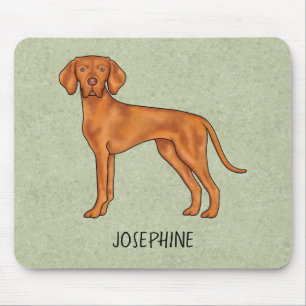 Tapis De Souris Chien Pointer Mignon Vizsla Hongrois Avec Nom Vert