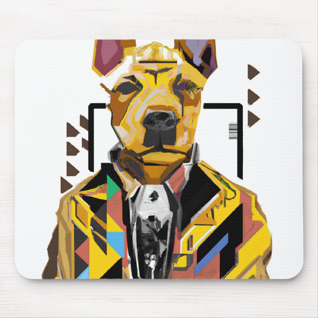 Tapis De Souris Chien portant un costume : Art numérique (Devant)