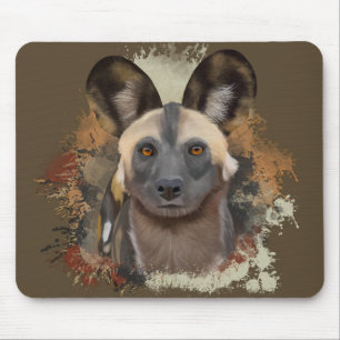 Tapis De Souris Chien sauvage d'Afrique Tones de Terre Faune