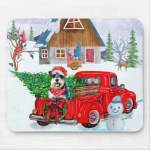 Tapis De Souris Chien Schnauzer en livraison de Noël Camion Neige
