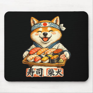 Tapis De Souris Chien shiba inu drôle mangeant de la nourriture ja