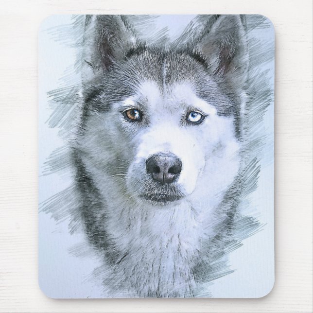 Tapis De Souris Chien Sibérie Husky Dessin Chien de traîneau Otter (Devant)