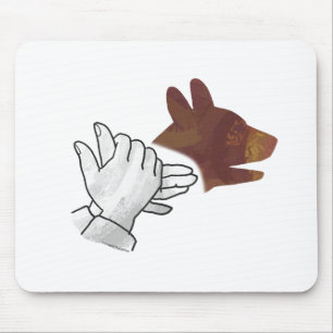 Tapis De Souris Chien Silhouette main Brown
