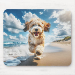 Tapis De Souris Chien sur la plage mousepad