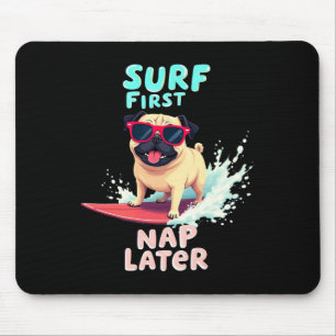 Tapis De Souris Chien surfant Pug cool