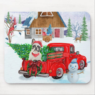 Tapis De Souris Chien-taureau français en livraison de Noël Camion