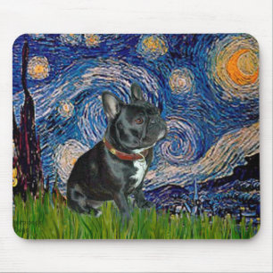 Tapis De Souris Chien-taureau français (noir 11) - Nuit étoilée