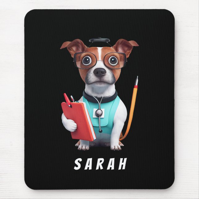 Tapis De Souris Chien travaillant comme infirmière, Chien portant  (Devant)