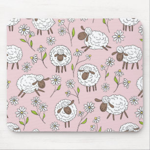 Tapis De Souris Chiens de comptage sur coton bonbon rose