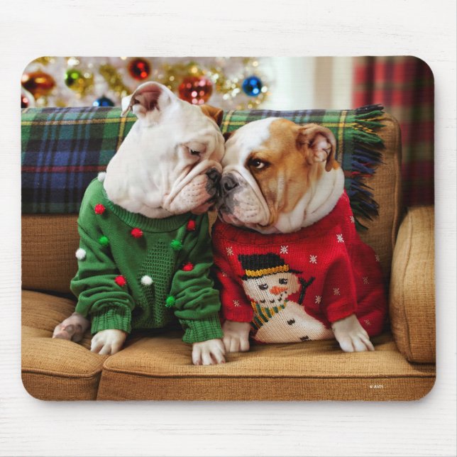 Tapis De Souris Chiens de Noël en pulls (Devant)