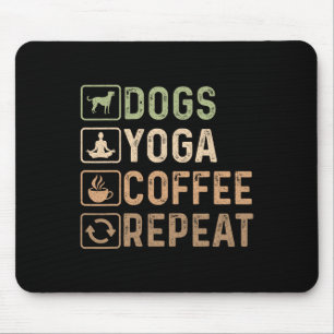 Tapis De Souris Chiens Yoga Café Répéter Drôle Vintage 