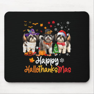 Tapis De Souris Chih Tzu Chien Halloween Noël Joyeux Hallomerci