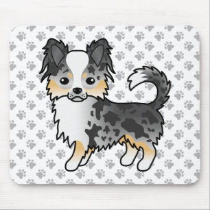 Tapis De Souris Chihuahua à poil long Blue Merle Chien de dessin a
