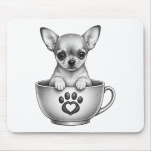 Tapis De Souris Chihuahua chiot dans une tasse à thé 